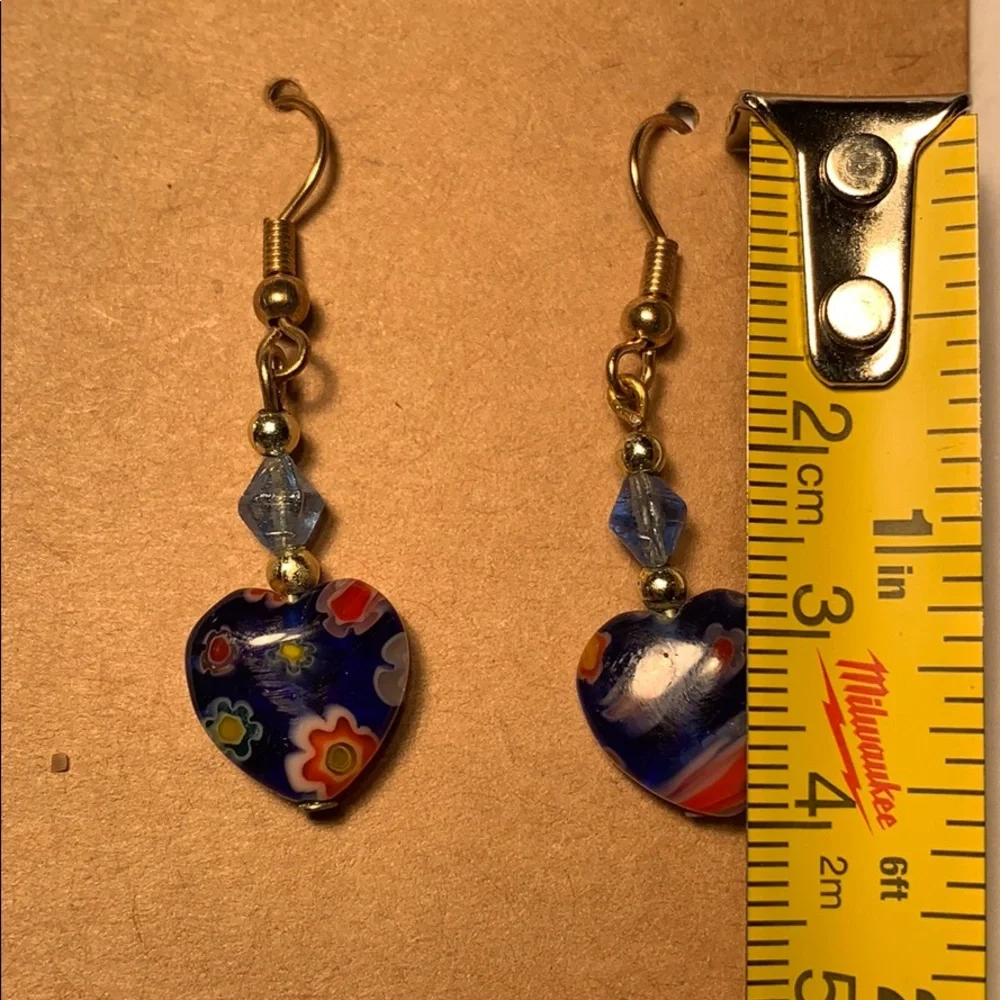 Murano glass heart shaped earrings wonderful boho - Picture 7 of 7